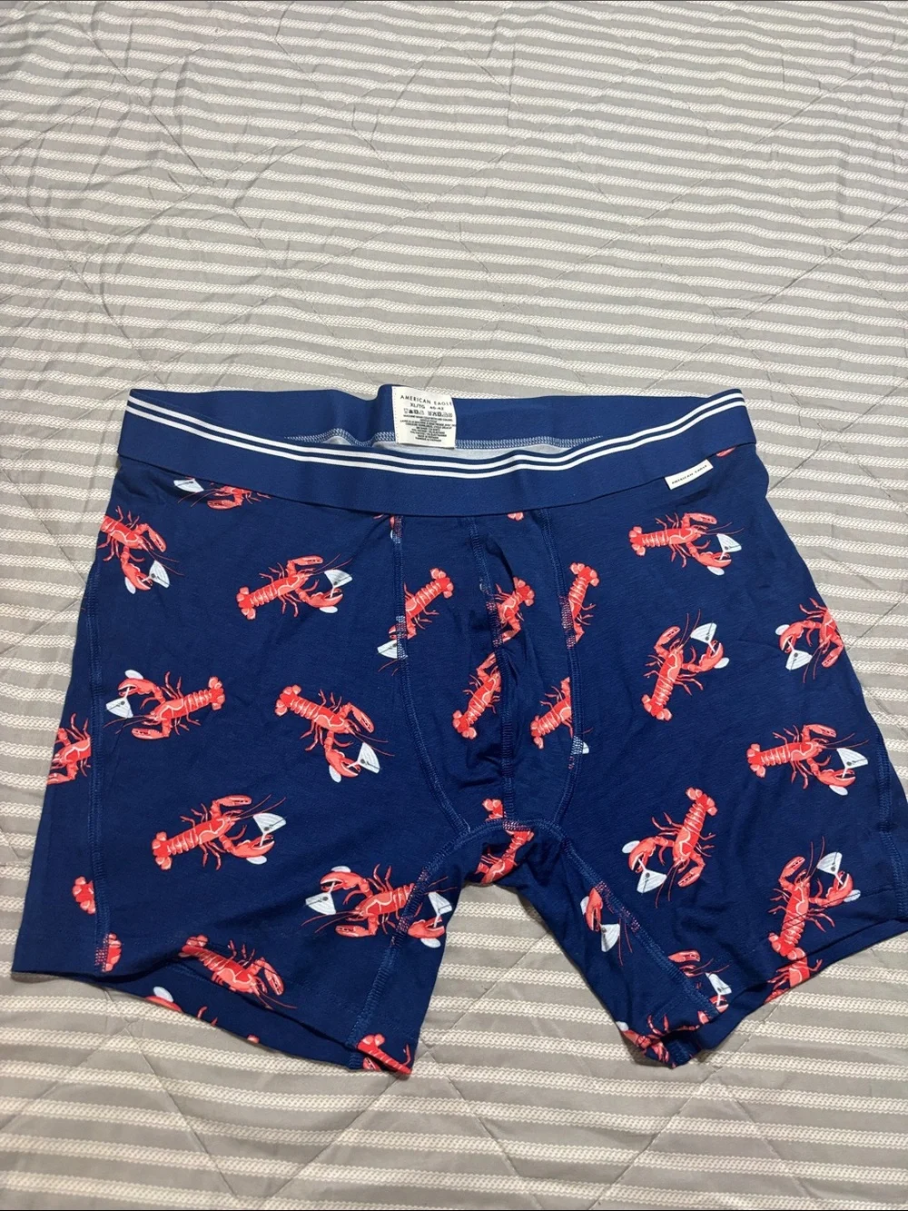 American Eagle Outfitters Navy Boxer Briefs with Red Lobster Print